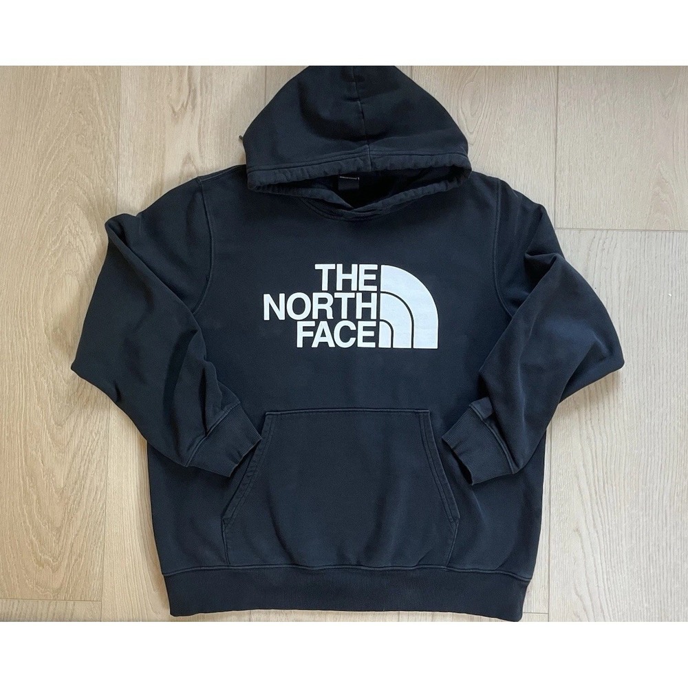 The North Face Hoodie Mens XL Black Pullover Sweatshirt Big Logo Long Sleeve